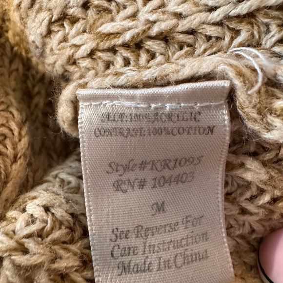 Altar'd State Beige Knit Sweater with white cotton eyelet hem - Picture 4 of 7